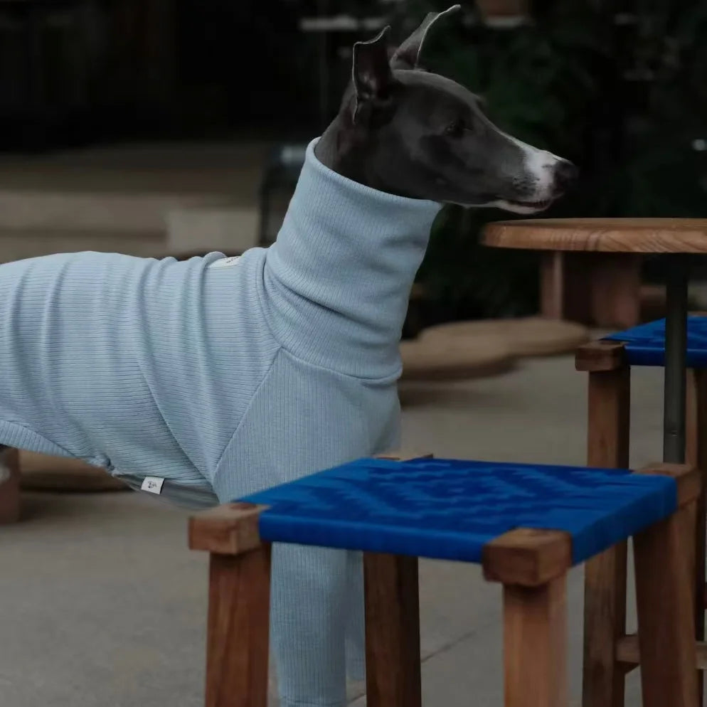 Spring Clothing for Italy Greyhound  Autumn Soft High-Neck Cotton Grey T-shirt for Whippet Winter Long Sleeved Pajamas for Dogs