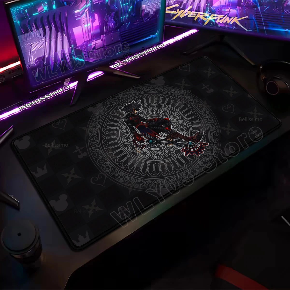 Extended Mouse Pad Anime Black Desk Mat PC K-kingdom H-hearts Keyboard Pad Laptop Gaming Accessories Table Play Mat XXL Mousepad