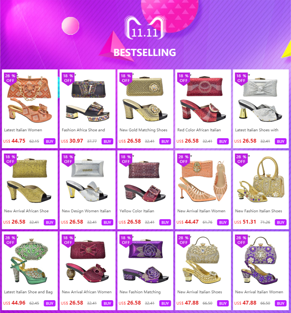 Fashion Shoes and Bag for Party Wedding African Women Wedding Shoes and Bag Set Decorated with Rhinestone Luxery Shoes Women