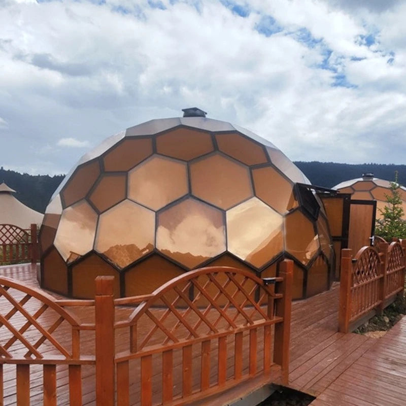 Customized Luxury Glass Dome House Tent Transparent Geodesic Aluminum Frames Four Season Outdoor Hotel Resort Camping
