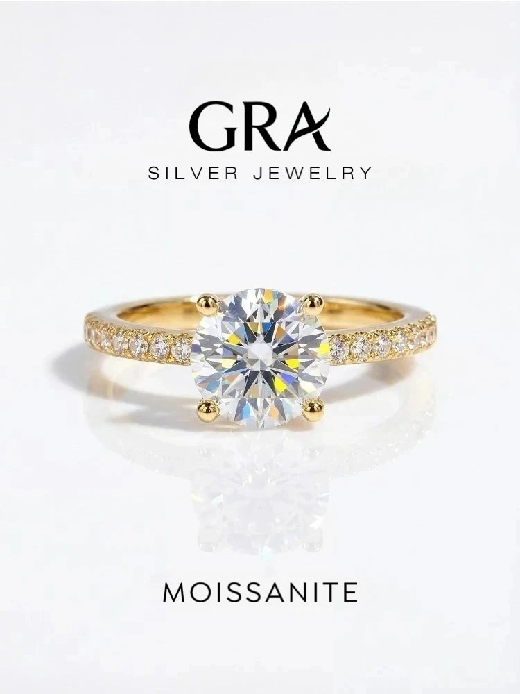 Real 1-5CT Classic Round Moissanite Diamond Rings for Women Wedding Real 925 Sterling Silver Designer Luxury Fine Jewelry