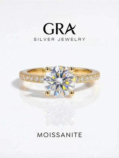 Real 1-5CT Classic Round Moissanite Diamond Rings for Women Wedding Real 925 Sterling Silver Designer Luxury Fine Jewelry