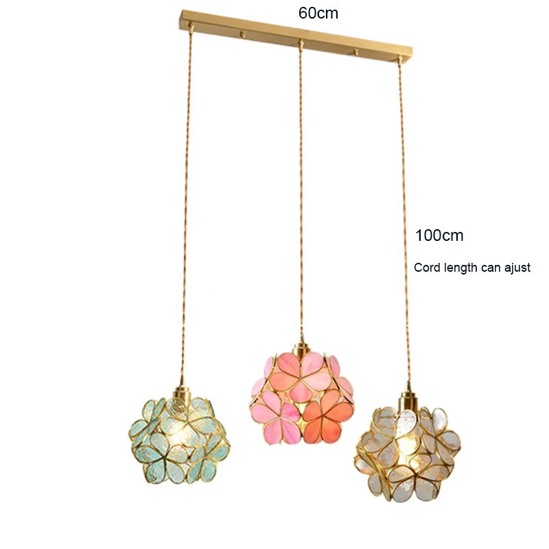 Modern Glass Pendant Lights for Restaurant Cafe Decoration Hanging Lamp Ceiling Chandeliers Nordic Flower Lighting Hotel Decor