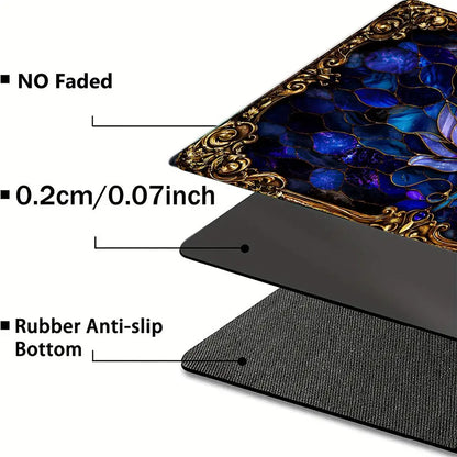 Colored Glass Style Black Lotus Design Magic Party Play Mat Durable Rubber for MTG&TCG Games 35X60cm Mouse Pad Offices Desk Mats