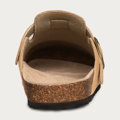 Crestar Women's Clogs Mules Cork Clogs Slippers Men Outdoor Mules Suede Clogs Shoes with Arch Support Mule Leather Clogs Sandal