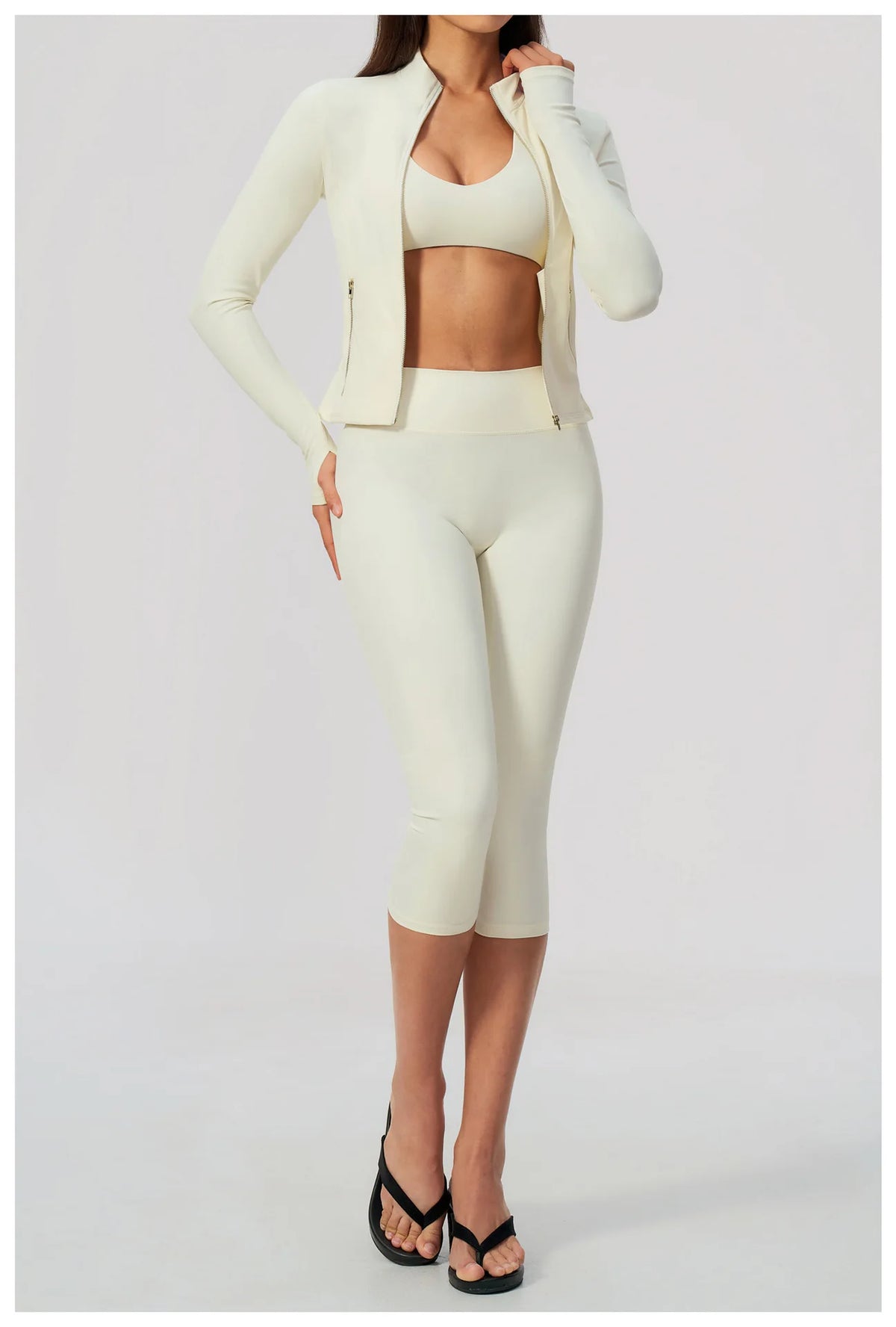 Yoga Set 3PCS Women's Tracksuit Workout Outfit Zipper Fitness Long Sleeved Sports Set Gym Clothes Female Sports Bra Yoga Outfits