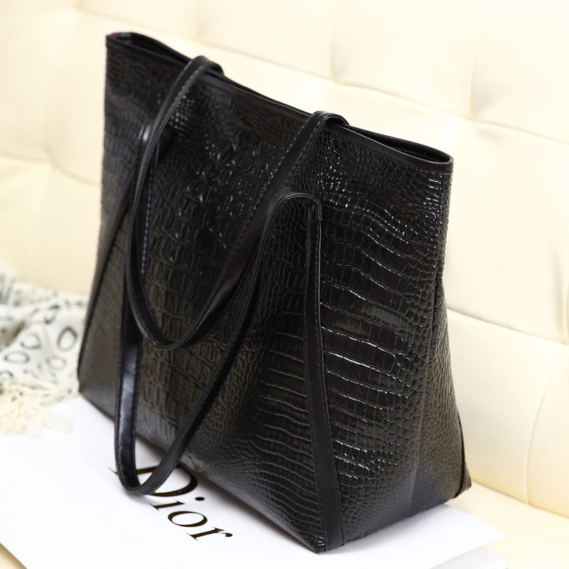 Crocodile Grain PU Leather Women Handbags Large Capacity Female Big Totes Woman Shoulder Bags Shopping Bag Bolsa Feminina
