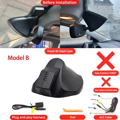 for Jeep Cherokee KL Facelift 2019-2025 Plug and Play Wifi OEM DVR 4K Dash Cam Front Rear Camera Night Vision Video Recorder