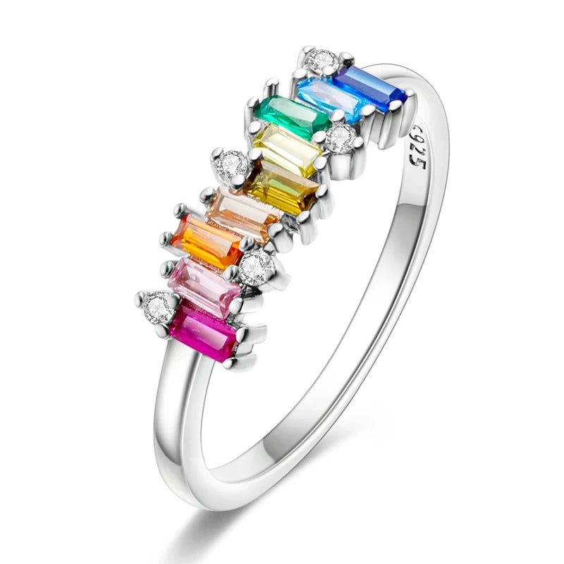 LAZA 925 Sterling Silver Colorful Rings Sparking Zirconium Bowknot Moon Sun Original Ring For Women Anniversary Wedding Gifts