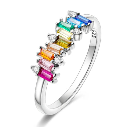 LAZA 925 Sterling Silver Colorful Rings Sparking Zirconium Bowknot Moon Sun Original Ring For Women Anniversary Wedding Gifts