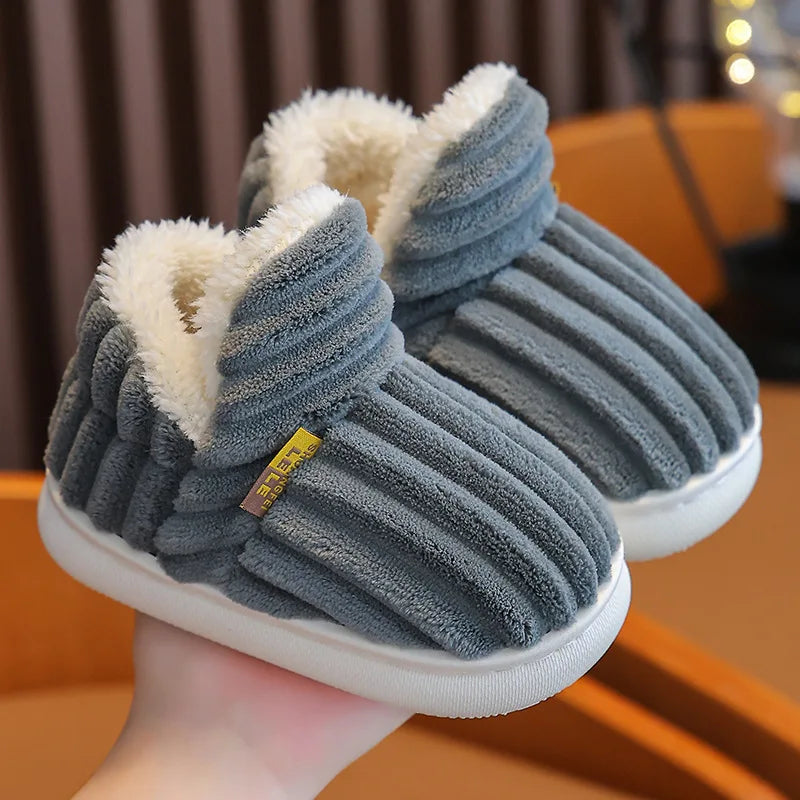 SmilePoP New Classic Fuzzy Kids Shoes Winter Outdoor Warm Antiskid Children's Slippers Indoor Furry Comfortable Home Girl Shoes