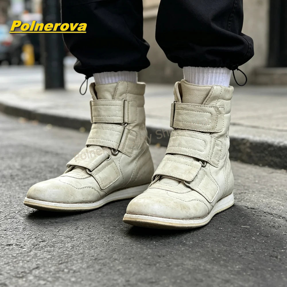 Vintage Hook and Loop Mid Calf Boots Round Toe Chunky Heels Patchwork Casual Booties Street Style Fashion Outfit Autumn 2026