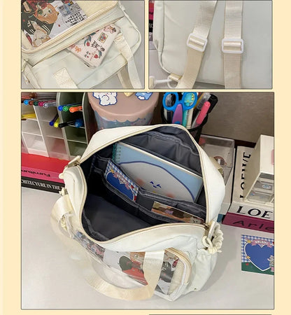 Y2K Japanese Preppy Style Shoulder Crossbody Bag New Nylon School Bags for Teenage Girls Transparent Itabag Backpacks Ita Bag