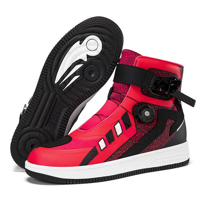 Motorcycle Riding Boots Unisex High Top Anti-Slip Wear-Resistant Comfortable Four Season Motorbike Shoes for Street Off-Road