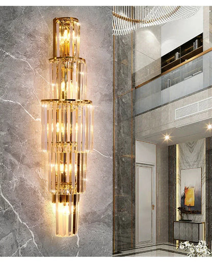 Luxury Hotel Lobby Large Big Crystal Wall Lamp for Club Hall Villa Living Room Bedroom Office Banquet Indoor Lighting Fixtures