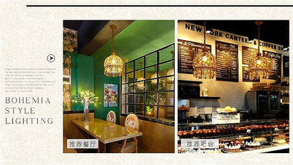 design lamp pendant lighting crystal Bohemia Retro droplight Iron handmade pendant lights for restaurants hanging lights bedroom