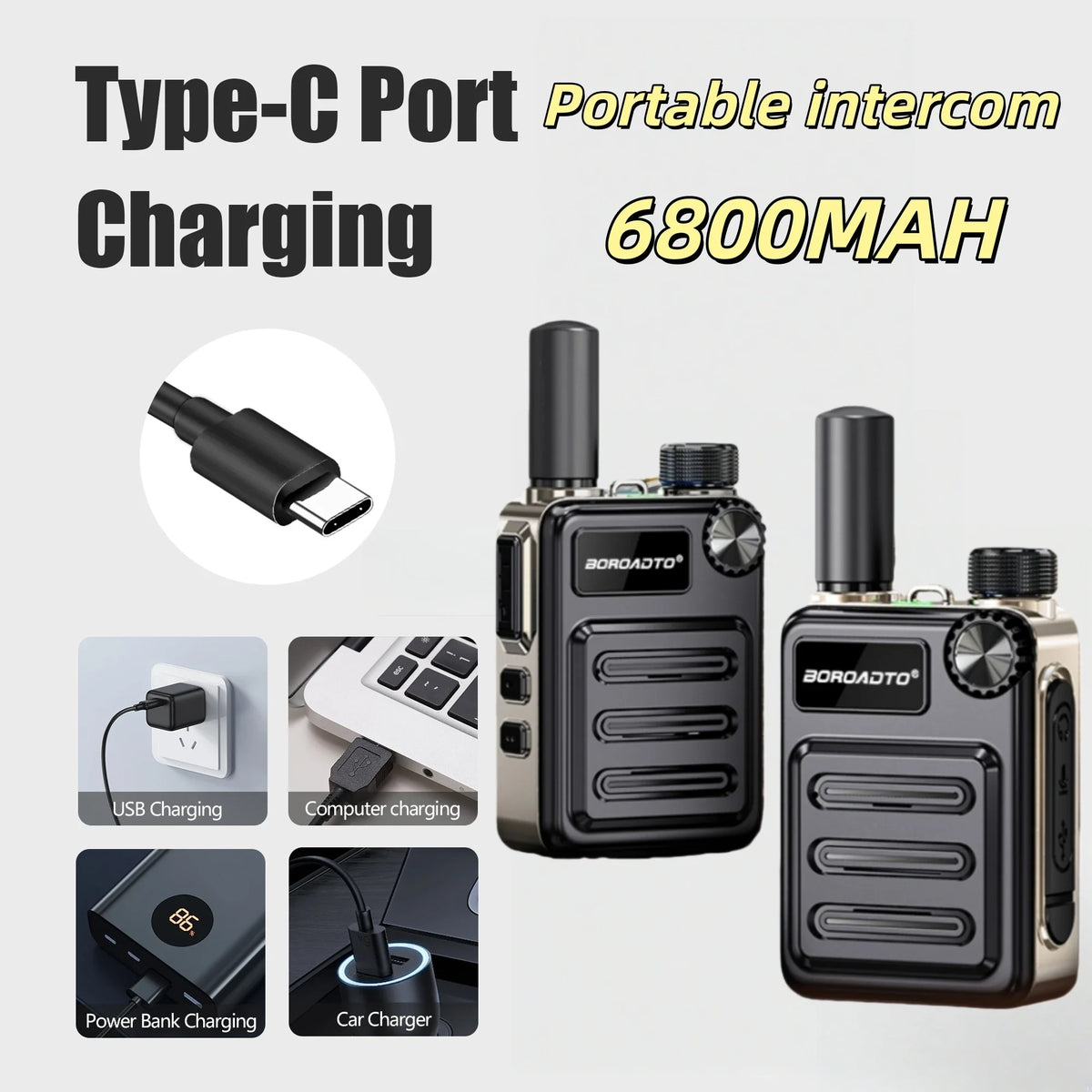Portable UHF Walkie Talkie Two-Way Radio Long Range 400-470MHz Set - Handheld Communication Device for Emergency And Outdoor Use