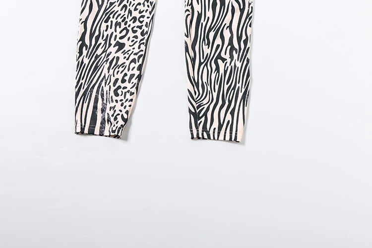 Weird Puss Sexy Fashion Jumpsuits Woman Leopard Print Turtleneck Full Sleeve Skinny Peach Hip Hottie High Street Style Overalls