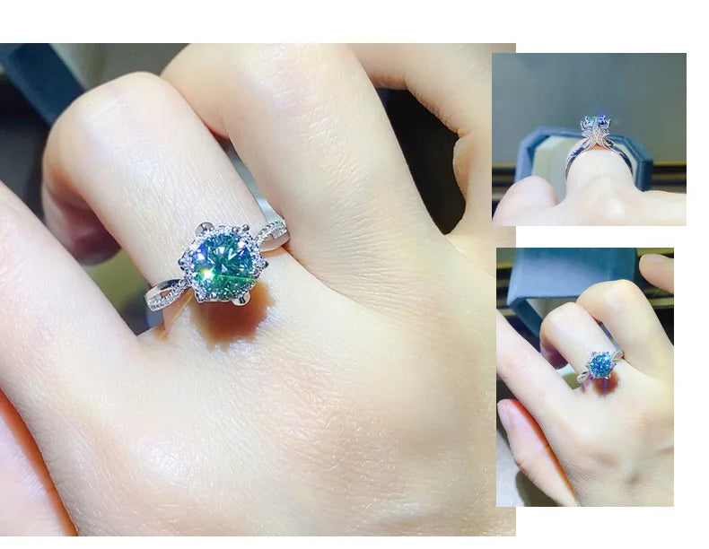 100% Original Certified 18K platinum PT950 Royal Manor 2 Carat Green Moissanite Ring Diamond Ring Comes with Certificate