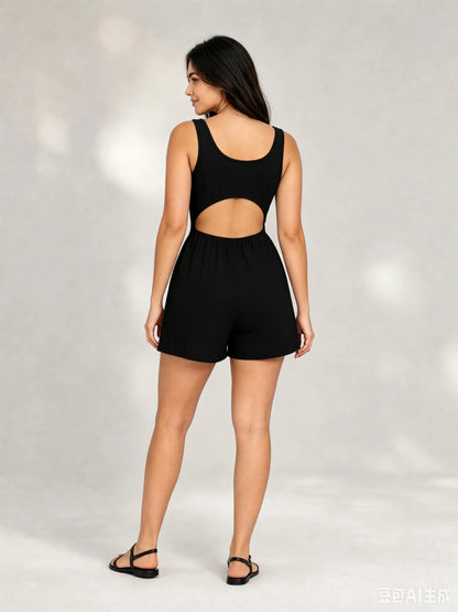 Pocket 2-in-1 Romper—Easy Peezy Edition Womens Solid Color Sports Rompers Casual Jumpsuit Workout Athletic  Sleeveless Outfit