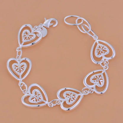 925 Sterling Silver Bracelet Heart High Quality Romance Chain For Woman Men Fashion Engagement Party Wedding Jewelry Gift
