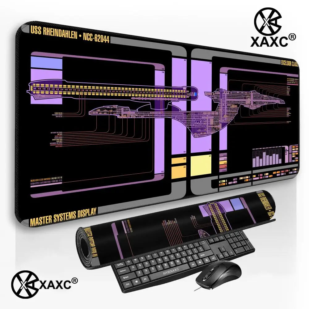 Black S-Stars T-Treks Mouse Pad Large Keyboard Mouse Desk Pad XXL Non-Slip Rubber Gaming Mouse Pad Laptop Mouse Carpet XAXC