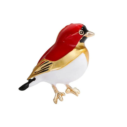 Fashion Magpie Brooch Cute Bird Flower Enamel Rhinestone Corsage Pin Clothing Accessories Jewelry