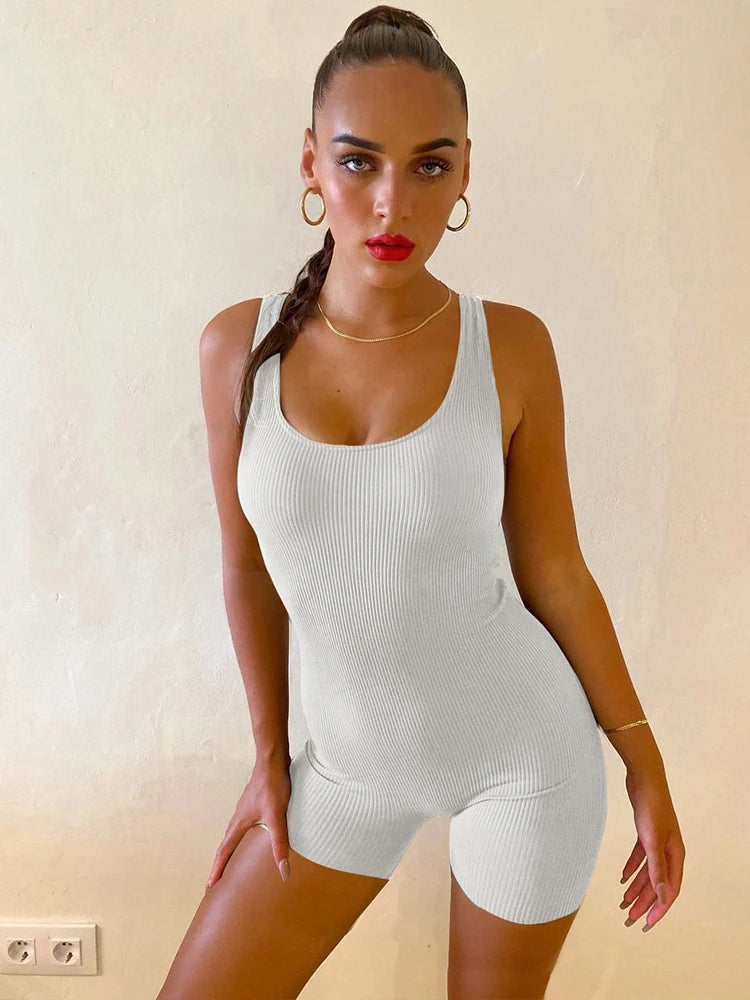 Dulzura Women Sleeveless Bodycon Streetwear Romper Playsuit Short Jumpsuit 2024 Summer Clothes Wholesale Items For Business