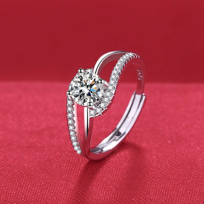 925 Sterling Silver Ring Heart AAA Zircon Open adjustable Engagement For Women Wedding Fashion Jewelry Party Gifts