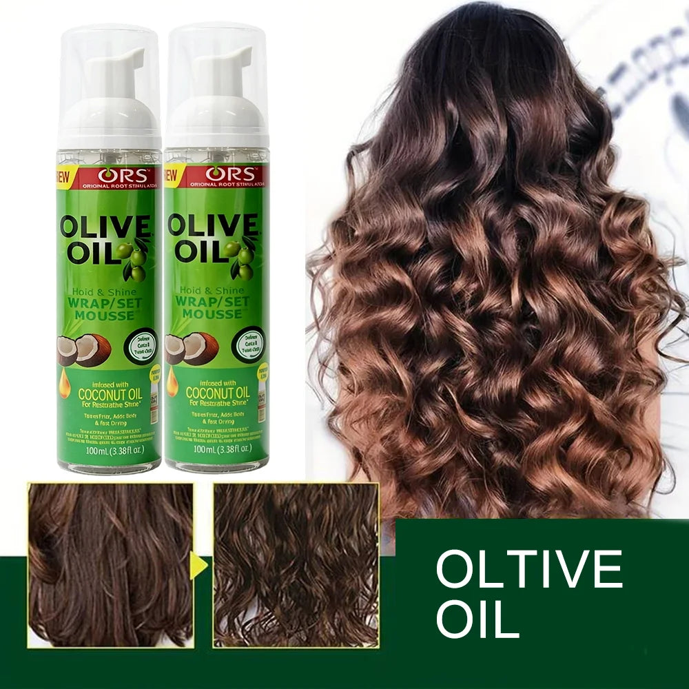 100Ml Olive Oil Hold & Shine Wrap/Set Mousse Soft Curly Hair Mousse Wavy Braids Hair Wrapping Foam Good Smell