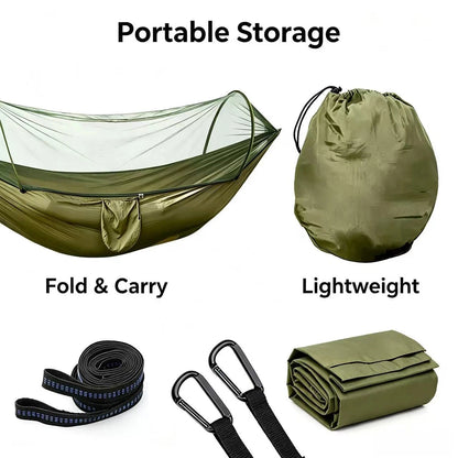 Outdoor Double Hammock with Mosquito Net Lightweight Portable Anti Bug Hammock Fast Install for Camping Hiking Travel Backyard