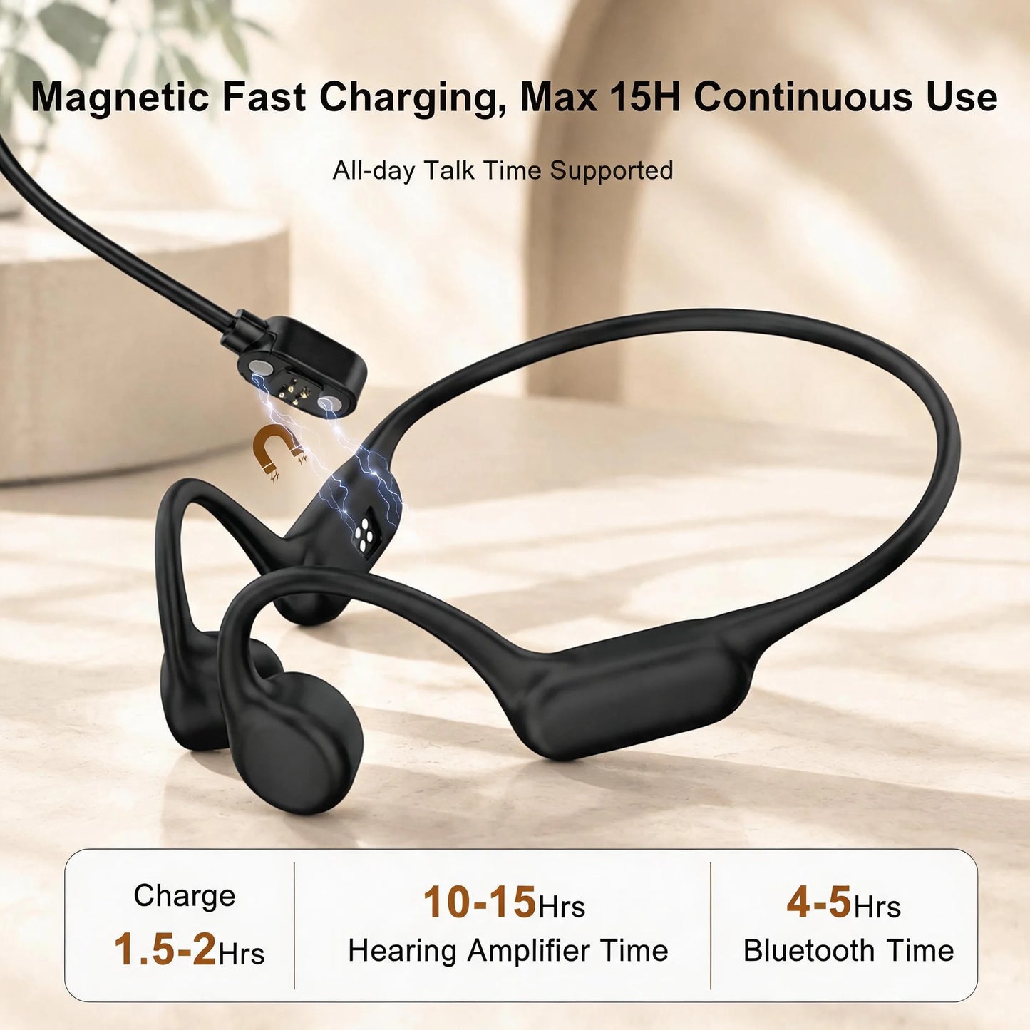 Open-Ear Bone Conduction Hearing Bluetooth Headphones for Deaf Multi-Channel Rechargeable Hearing Aids Headset Noise Reduction