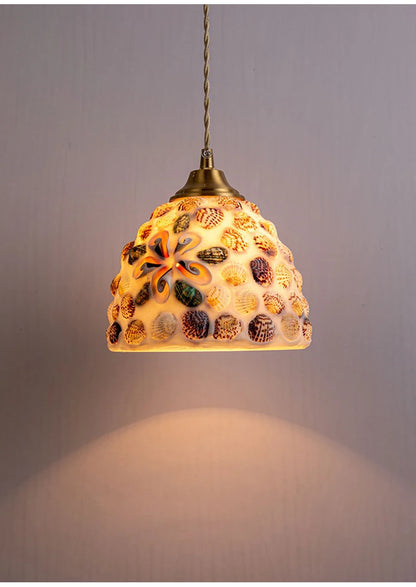 Glass Ceiling Chandelier Creative Sea Shell Lampshade Bedroom Bedside Hanging Lamp Interior Decoration Lighting Pendant Lights