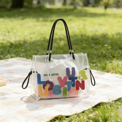 New FashionTransparent Tote Bag for Women Large Capacity Jelly Shoulder Handbag Versatile Casual Crossbody Bag for Spring Summer