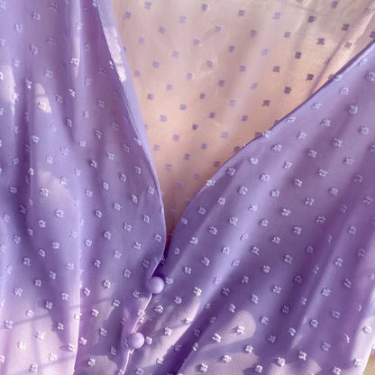 2025 Summer Women Playsuit Polka Dot See Through Thin Beach Rompers Sexy V-neck Short Sleeve Drawstring Sash Slim Waist Overalls