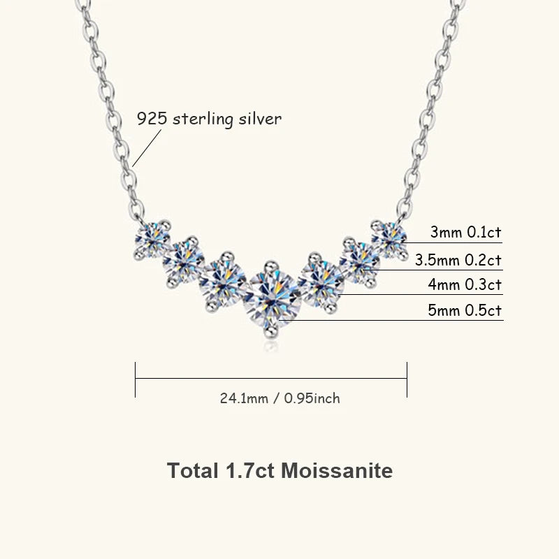 U-Smile Moissanite Necklace D VVS1 for Women D Color Sparkling Lab Diamon Luxury Necklaces 925 Sterling Silver with Certified