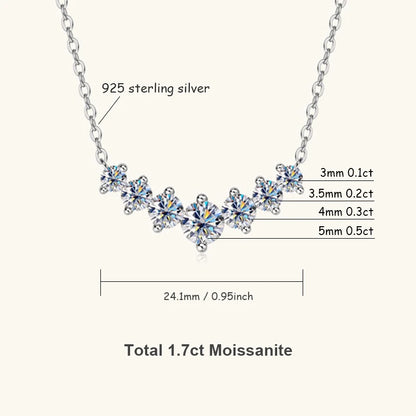 U-Smile Moissanite Necklace D VVS1 for Women D Color Sparkling Lab Diamon Luxury Necklaces 925 Sterling Silver with Certified