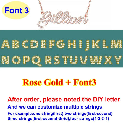DIY A-Z Letter Name Full Moissanite Diamond Necklace for Women 925 Sterling Silver Plated 18k Gold Women's Moissanite Chain Gift