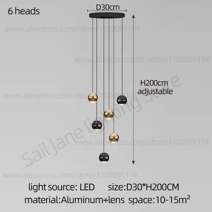 Nordic Circular Chandelier Indoor Lighting Modern Chandelier Gold And Black Mixed High Loft Chandelier LED Staircase Chandelier