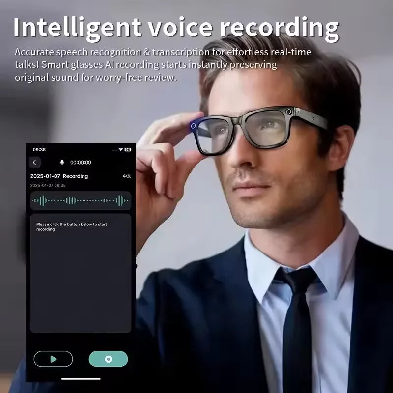 AI Smart Glasses 800W Anti Shake HD Camera Video Recording Languages Translation Sunglasses Bluetooth Call Music Play Man Women