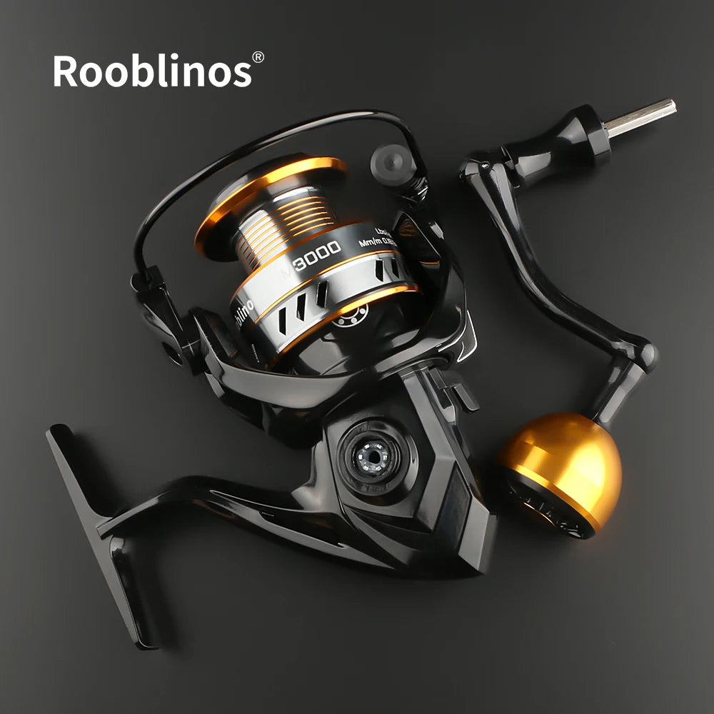 ROOBLINOS HM Spinning Reel 5.2:1 Gear Ratio 22lb Max Drag Metal Bearings Smooth Fishing Reel for Freshwater Saltwater