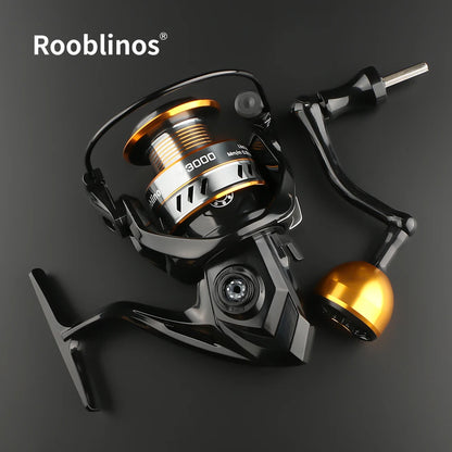 ROOBLINOS HM Spinning Reel 5.2:1 Gear Ratio 22lb Max Drag Metal Bearings Smooth Fishing Reel for Freshwater Saltwater