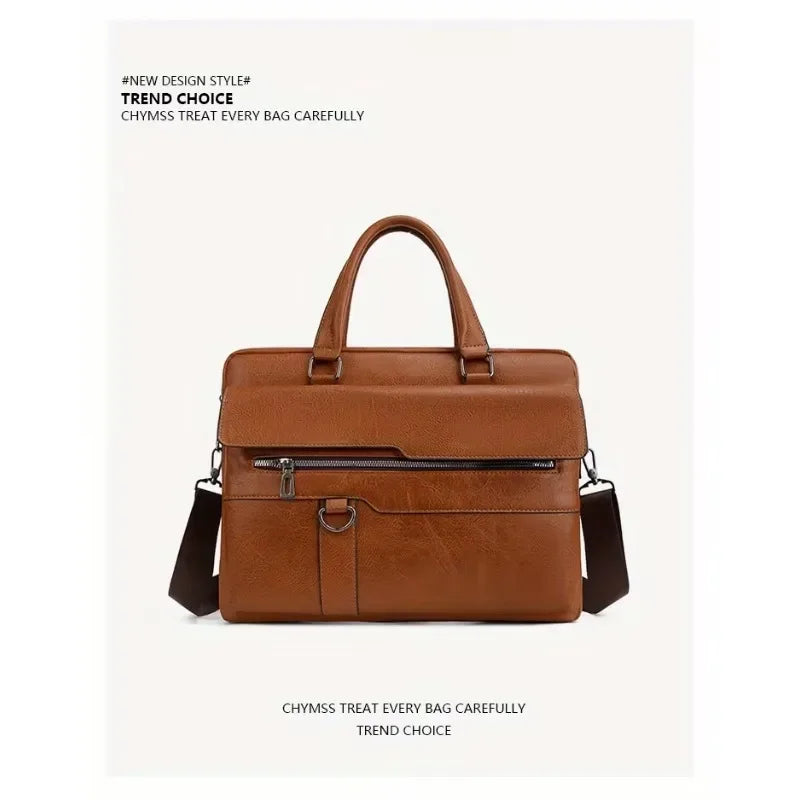 PU Business Briefcase - A Lightweight Cross-body Bag with Ample Capacity, Perfect for Daily Commuting.
