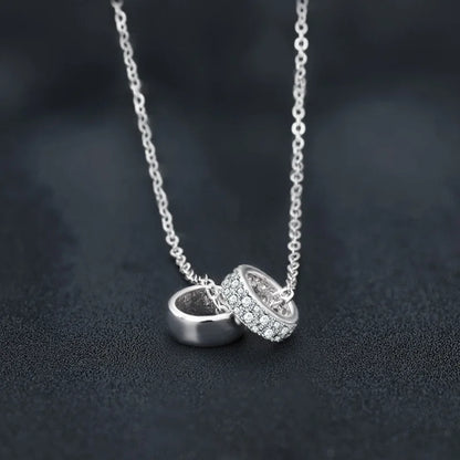 Fashion Light Luxury Diamond Double Circle Small Waist Pendant Fashion All-match Collarbone Chain Women Necklace Jewelry