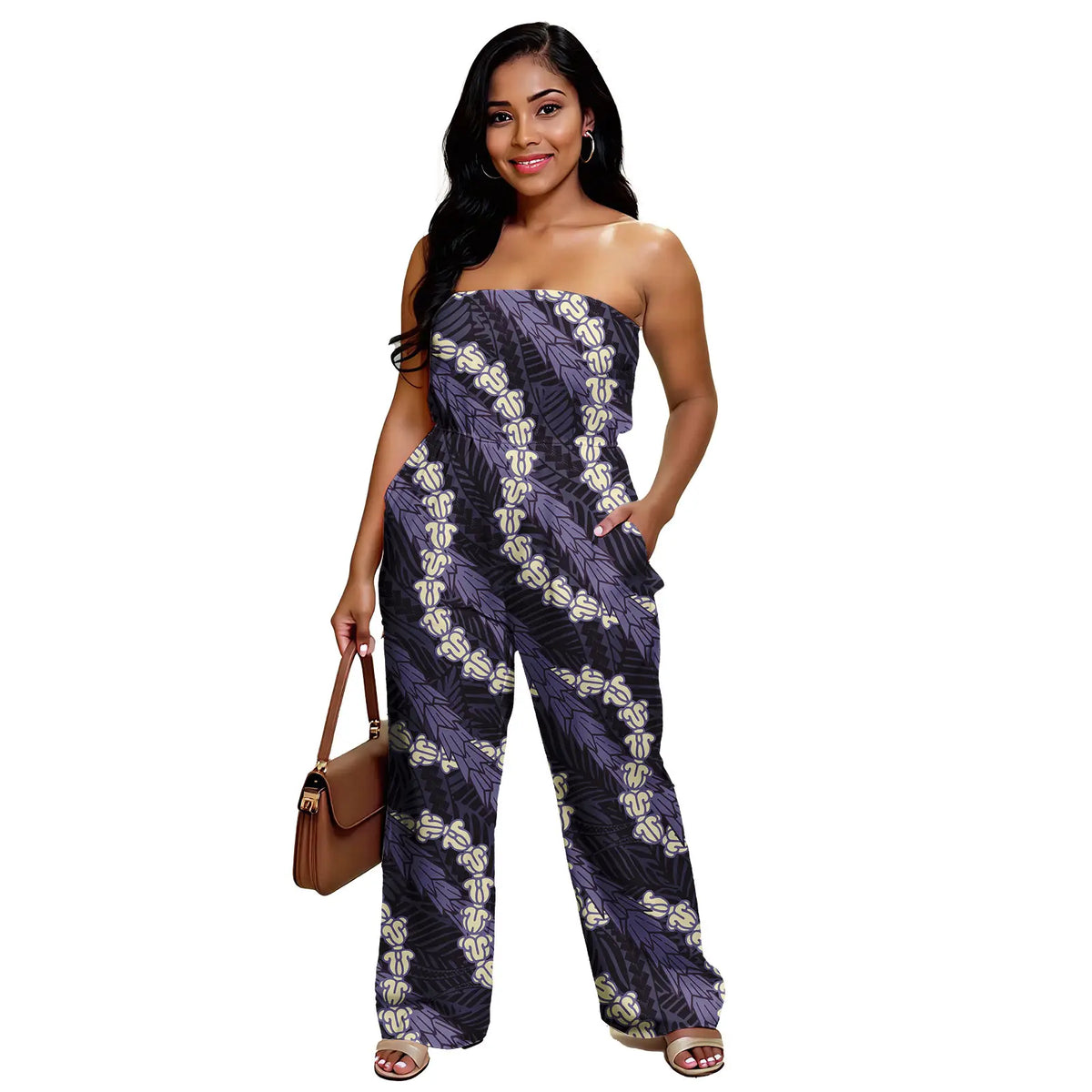 Women Slim Island Jumpsuit Sexy Clothing Polynesian All Over Custom Personalised Tribal Print Elegant Prom Rompers