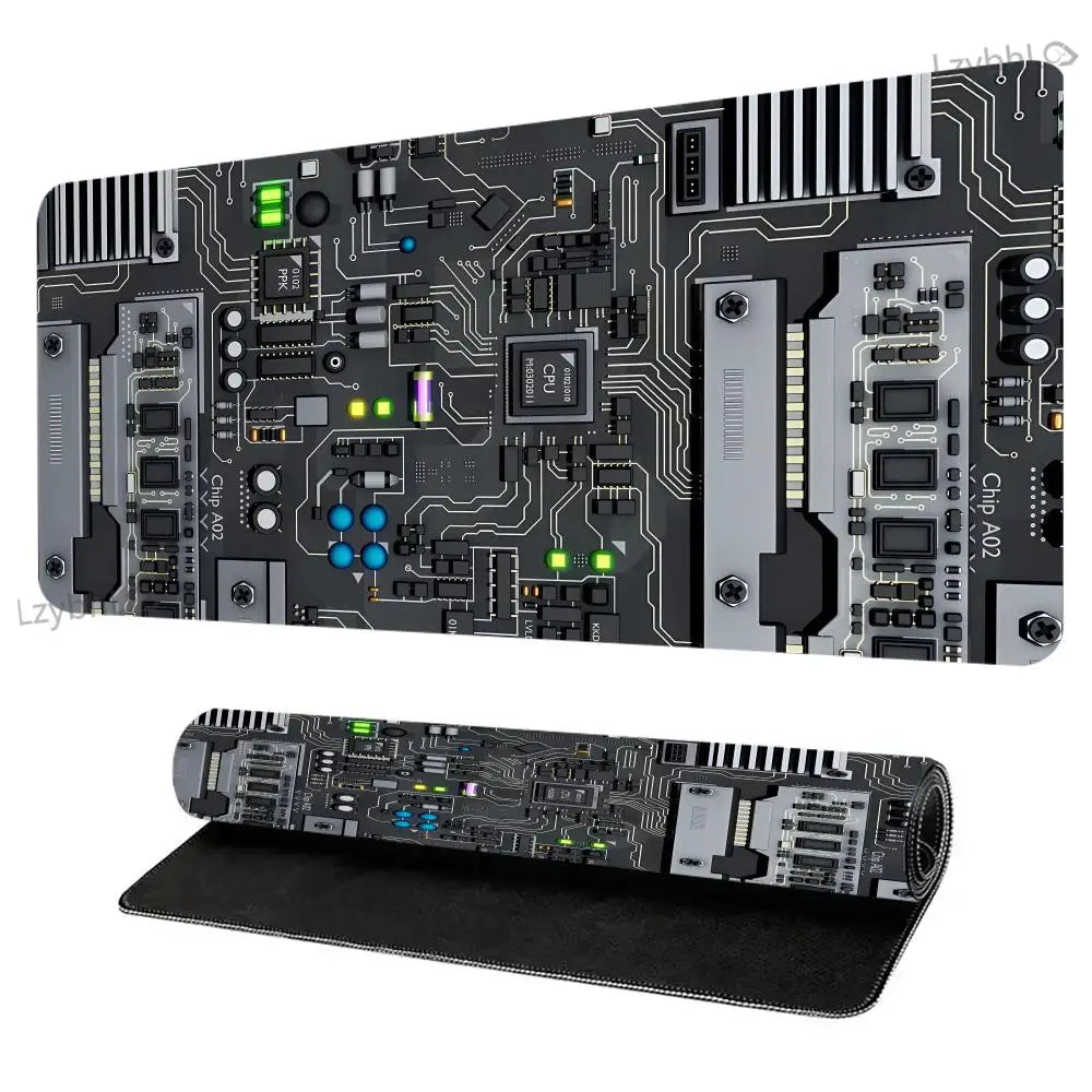 Retro Circuit Board Pattern Mouse Pad Large Computer Accessories Office Game Table Mat Rubber Anti-slip Mousepad Decor Desk Pads