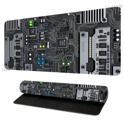 Retro Circuit Board Pattern Mouse Pad Large Computer Accessories Office Game Table Mat Rubber Anti-slip Mousepad Decor Desk Pads