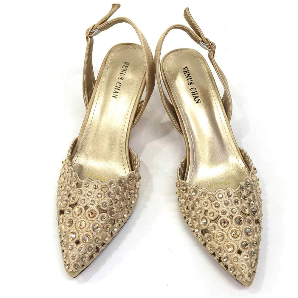 Venus Chan New Arrival Italian Design Nigerian Fashion Party Wedding Shoes and Bag Set Decorated With Flower in Blue Color
