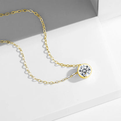 14K Gold Filled Moissanite Necklace for Women Solitaire Lab Diamond Pendant Clavicle Chain Girl Birthday Gift Jewelry