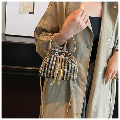 luxury Designer purses and handbags bags for women bucket clutch purse evening banquet bag Crystal rhinestone shoulder bag
